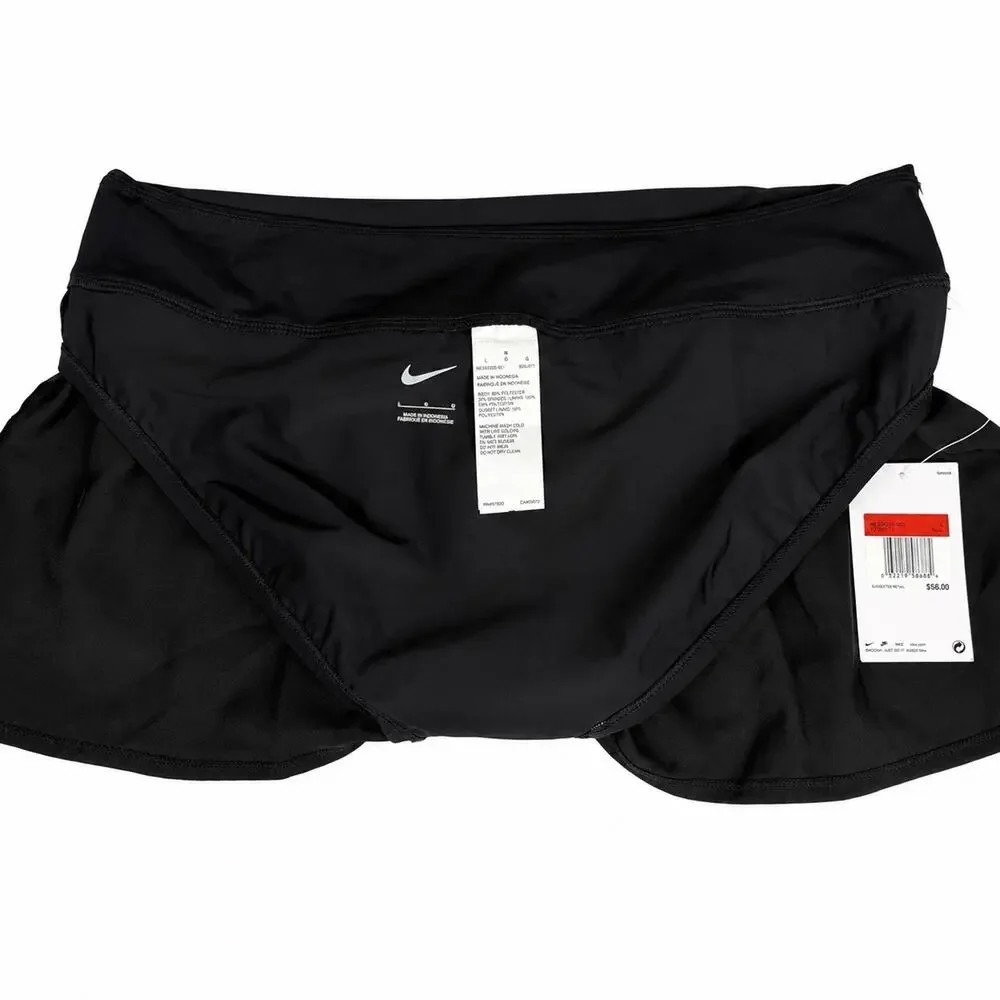 Nike Women’s Swim Skort Black Size L Athletic Swim Skirt Built-In Brief NWT